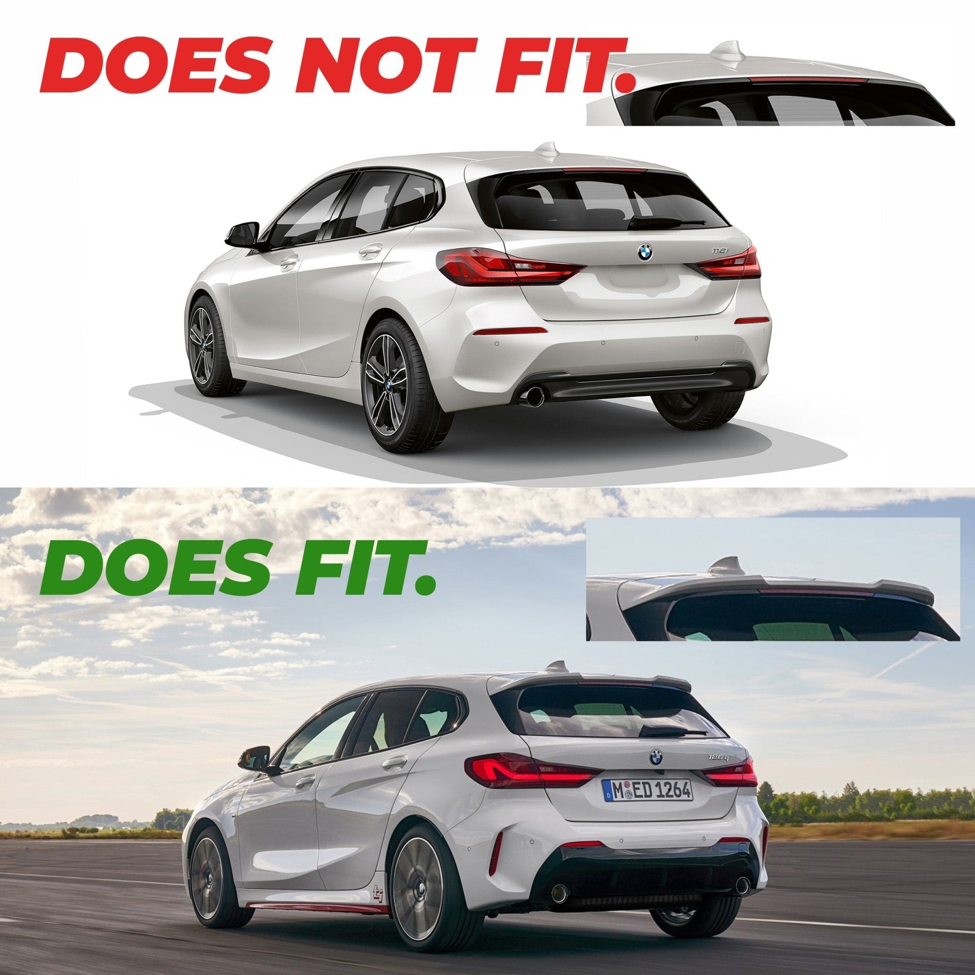 BMW 1 Series, M135i F40 & F70 Gloss Black Performance Rear Wing Spoiler (2019+) - Evolve Automotive