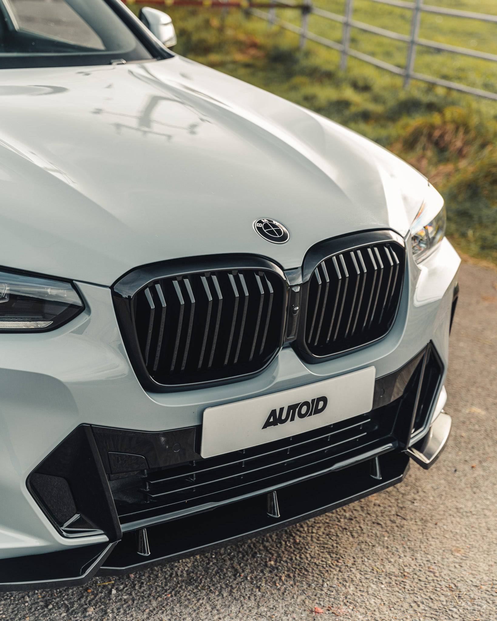 BMW iX3, X3 LCI G01 & X4 LCI G02 Gloss Black Competition Front Splitter (2021+) - Evolve Automotive