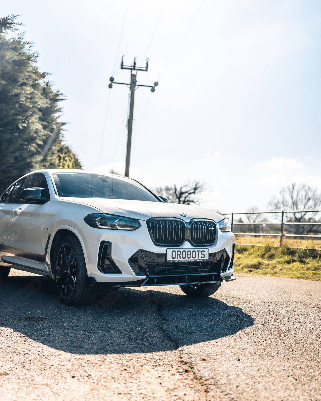 BMW iX3, X3 LCI G01 & X4 LCI G02 Gloss Black Competition Front Splitter (2021+) - Evolve Automotive