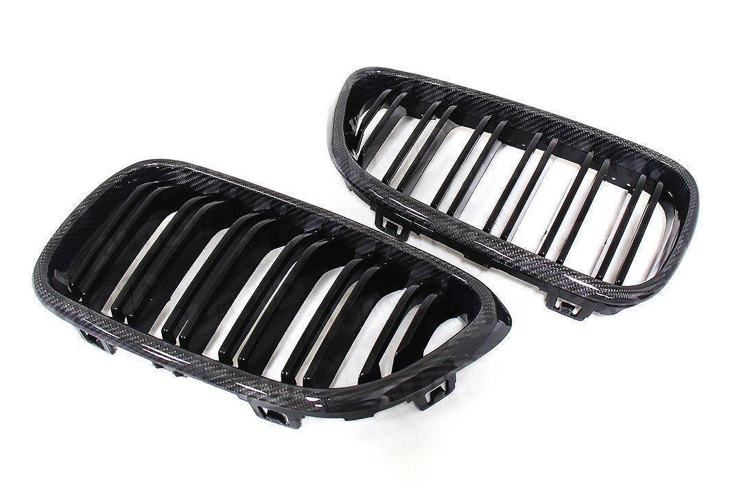 Carbon Fibre Double Slat Kidney Grilles for BMW 2 Series & M2 (2014 - 2020, F22 F87) - Evolve Automotive