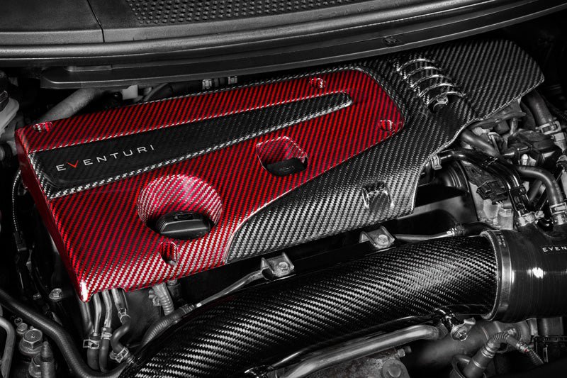 Eventuri Carbon Fibre & Red Kevlar Engine Cover - Honda Civic Type R FK2 | FK8 - Evolve Automotive